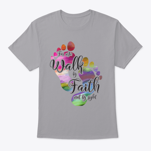 For We Walk By Faith Bible Verse Rainbow Color Feet Desgins for