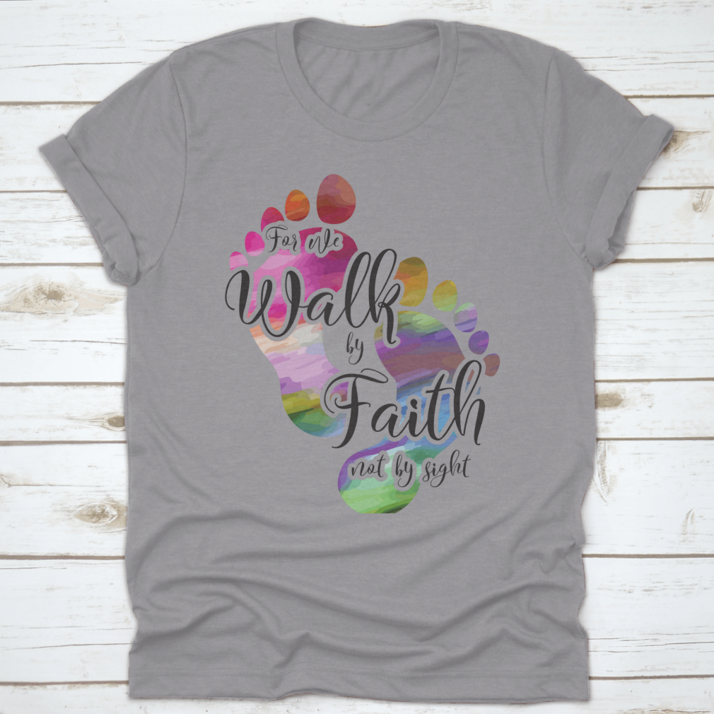 For We Walk By Faith Bible Verse Rainbow Color Feet Desgins for