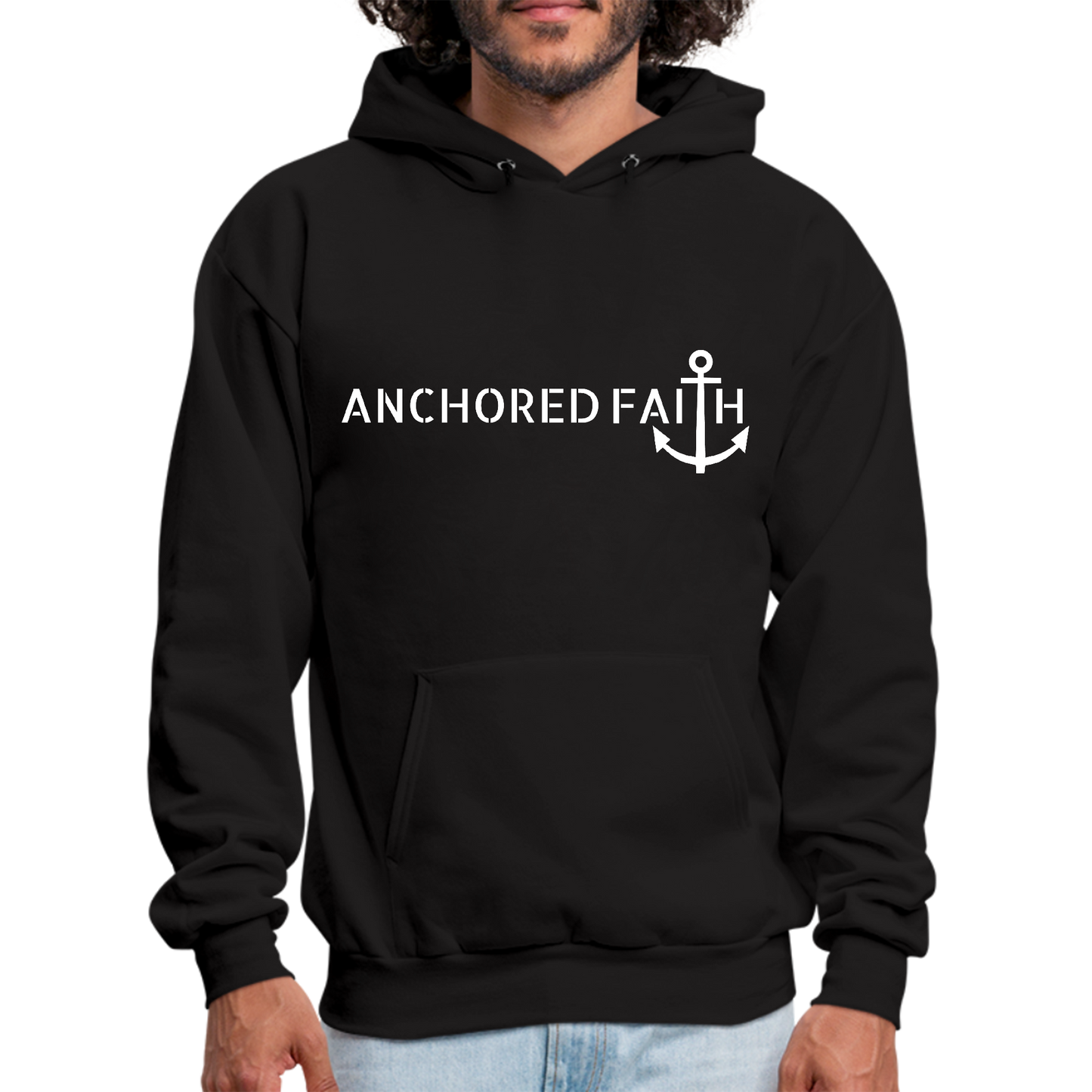 Mens Graphic Hoodie Anchored Faith Print